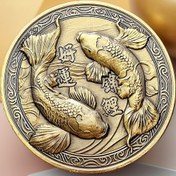 Resim 2D Düz, 1 Adet Şanslı Koi Balığı Anma Heykeli - Zenginlik ve İyi Şansı Sembollayan Detaylı Kabartmalı Tasarımıyla Vintage Tarzı Metal Süs, Akrilik Koruyucu Kabuk İçerir, Ev veya Ofis Dekoru için Mükemmel Tatil Hediyesi, Metal Balık Duvar Dekorasyonu 