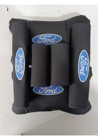 Resim Ford Uyumlu Nakış İşlemeli Oto Boyun Yastığı+emniyet Kemer Pedi+tutma Kolu Koruyucu Siyah 