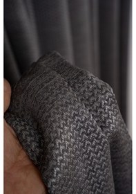 Resim Desenli Dökümlü Jakarlı Kalın Fon Perde Salon, Oturma Odası, Yatak Odası Antrasit 