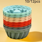 Resim 12 adet/10 adet Kabak/Mini Yapışmaz Silikon Kek Kalıpları, Yeniden Kullanılabilir Silikon Muffin Kapları, Kolay Çıkarma, Dayanıklı, Isıya Dayanıklı, Temel Mutfak Pişirme Araçları ve Aksesuarları, Ev Pişirme Tutkunları için Mükemmel. 
