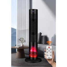Resim Robo Şömineli Seramik Kule Tipi Dikey Hızlı Isıtıcı Uzaktan kumandalı 
