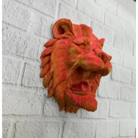 Resim Bucuks Mey Ithalat® Gold Red Aslan Başı Duvar Aksesuarı 