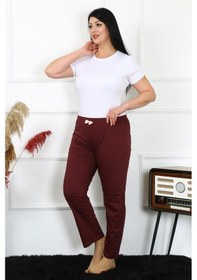 Resim Akbeniz Kadın Pamuklu Büyük Beden Alt Pijama 27498 Bordo 