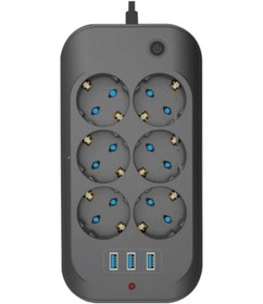 Resim Termal Akım Korumalı, Çocuk Korumalı, 6 Lı 2 Mt Uzatma Kablosu 6 X Priz, 3 X Usb 1 