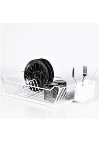 Resim Tek Katlı Bulaşık Sepeti + Tabaklık - Pe Kaplamalı Beyaz 