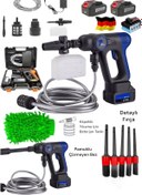 Resim OG GERMANY STEEL 966VFp Çift Akülü Şarjlı Oto Araç Bahçe Yıkama Yüksek Basınç Tabancası Temizleme Fırçası Bez Hediye 