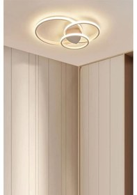 Resim 3lü Halka Model Plafonyer Modern Beyaz Işık Ultra Power Avize 