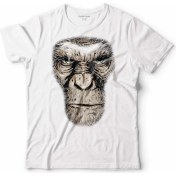 Resim Kendim Seçtim Maymunlar Cehennemi Caesar Evrim Evolutıon Maymun War Planet Apes Çocuk Tişört Beyaz 