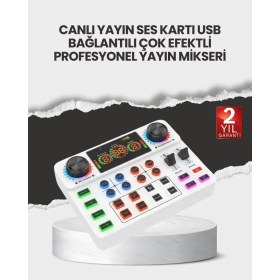 Resim Beruflic Çok Efektli Canlı Yayın Ses Mikseri USB ve Kablosuz Uyumlu 