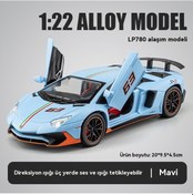 Resim Geri Dönüş Kuvveti İle Alaşım Araba Modeli Çocuk Oyuncak-simülasyon Araba Modeli Hediye Kutusu 1:24 Mavi Lamborghini Lp780 