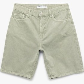 Resim Koton Normal Bel Pamuklu Cep Detaylı Bermuda Loose Fit Jean Şort Haki 5sam40121nd Haki 