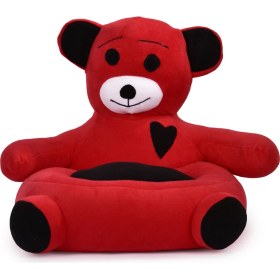 Resim TOKKO Çocuk Bebek Ayıcık Peluş Koltuğu – Ayıcık Koltuk Kırmızı Siyah 