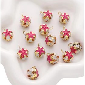 Resim Çiçekli Kulplu Çan, Hayvan Tasma Zili, Amigurumi Zili, Kına Gecesi Tef Yapımı Zili 20 Adet Fuşya 