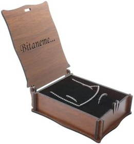 Resim Özel Mesaj Yazılı Kahverengi Ahşap Hediye Takı Seti Kutusu - M1 