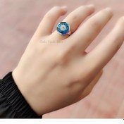 Resim Güler Yüzlü Silver Ayarlanabi̇li̇r Renkli̇ Taş Cam Göz Gümüş Yüzük 