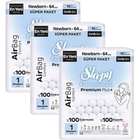 Resim Sleepy Bio Airbag Süper Yenidoğan (1) 3X64 Adet 2-5 kg Bebek Bezi 