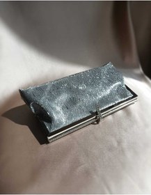 Resim Kadın Açık Gümüş Desenli Taş Detaylı Cüzdan Clutch Model Portföy Özel Gün Ve Abiye Çanta Açık Gümüş 