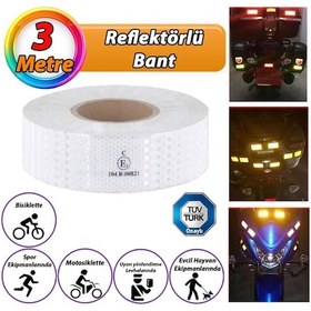 Resim 3 Mt Reflektörlü Reflektif Fosforlu Araç Oto Kamyon Şerit Bant Tüvtürk Onaylı Düz Beyaz İkaz Bandı 