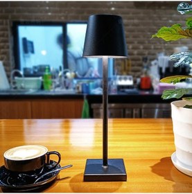 Resim Bonar Dokunmatik Abajur Masa Lambası Otel Restoran Lüks Dokunmati Siyah - Siyah 