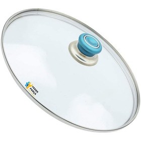 Resim Tencere Sahan Tava Cam Kapağı Kapak 40 Cm Turkuaz Tutma Tepesi 