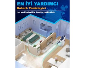 Resim Çok Amaçlı Buharlı Temizleyici 12 Aparat, Ev, Zemin, Derz, Ahşap, Fayans, Araba Temizliği 