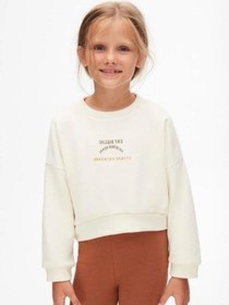 Resim Kız Çocuk Pamuklu İki İplik Bohem Sweatshirt-14711 KREM 