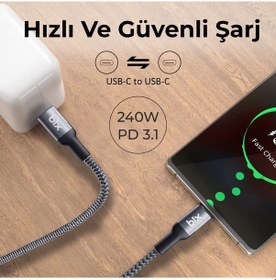 Resim Bix BXCC241 240 W 1.8 M Metal Başlık Type-C Şarj Data Kablosu 