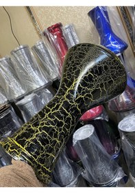 Resim Vatan Alüminyum Döküm Sarı-siyah Çatlak Desenli Darbuka/çömlek Kod7614 