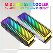 Resim M.2 2280 SSD Soğutucusu, 5V RGB LED Aydınlatma, Sonsuz Uçurum Etkisi, Şarj Edilmemiş Metal Isı Söndürücü ile Dahili Bilgisayar Bileşenleri 