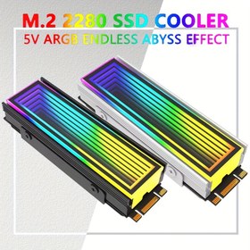Resim M.2 2280 SSD Soğutucusu, 5V RGB LED Aydınlatma, Sonsuz Uçurum Etkisi, Şarj Edilmemiş Metal Isı Söndürücü ile Dahili Bilgisayar Bileşenleri 
