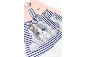 Resim Babymod Bolerolu Kedi Baskılı Kız Bebek Elbise 