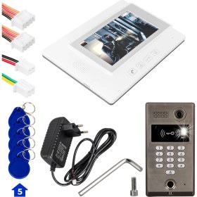 Resim Powermaster Parmak Izi Girişli Görüntülü Diafon Kapı Zili Sistemi 1 Dairelik Gece Görüşlü Dokunmatik Ekran Interkom 