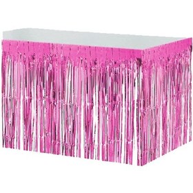 Resim Niyet Kullan At Püsküllü Metalize Masa Eteği - Pembe 