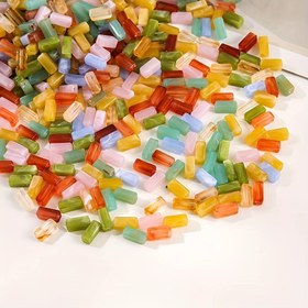 Resim 50'li paket, renkli karışık kare tüp DIY kolye bileklik aksesuarları taklit yapay yeşim boncuklu 