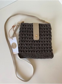 Resim PeriStore Hasır Kahve El Örmesi Telefon Çantası 