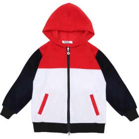 Resim Best Tam Boy Fermuarlı, Kapüşonlu, Cepli Çocuk Polar Sweatshirt 1-8 Yaş Kırmızı, Lacivert, Beyaz 