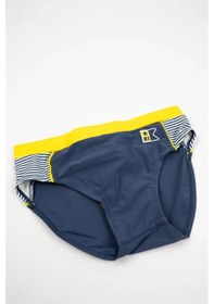 Resim Adisia Erkek Bebek Lacivert Yanları Sarı Çizgili Slip Mayo Lacivert 