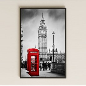 Resim Big Ben Ve Kırmızı Telefon Kulübesi Temalı Şeffaf Pleksi Tablo 