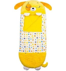 Resim Çocuk Karikatür Baskı Desen Hayvan Fermuarlı Uyku Tulumu Sarı 