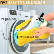 Resim 2 Adet 1 Adet Sarı Ayakkabı Çamaşır Torbası + 1 Adet Ayakkabı Rafı, Dayanıklı Fermuarlı Yıkanabilir Ayakkabı Torbaları, Ayakkabı Saklama Organizatörü Çamaşır Torbaları, Sarı Renkli Çamaşır Torbaları, Çamaşır Torbaları 