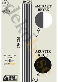 Resim Antrasit-beyaz 40x270 Cm Yeni Nesil Akustik Ahşap Duvar Paneli 