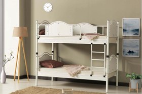 Resim Argimo Avangard Genç Çocuk Odası Ahşap Başlıklı Metal Ranza ve Karyola - 90x200 / Beyaz 