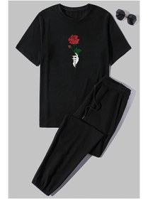 Resim classy moda Unisex Oversize Eşofman Takımı Kısa Kollu T-shirt Rahat Kalıp Günlük Spor Yazlık 
