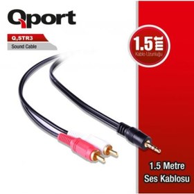Resim Qport Q-Str2 3.5Mm Stereo Erkek - 2 Rca 1.5 Mt Stereo Kablo 