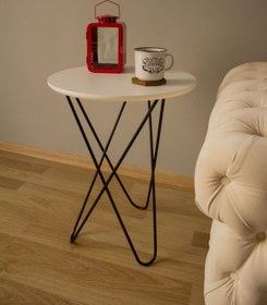 Resim By Trend Ahşap Metal Firkete Yıldız Ayaklı Yan Fiskos Orta Çay Sehpası 