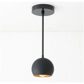 Resim Riolight Modern Siyah Içi Gold Tekli Küre Metal Sarkit Avize Taba 