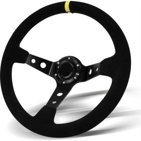 Resim Skyeyyt Evrensel Yarış Direksiyon Simidi, 350MM 6 Cıvata Direksiyon Simidi Yarış/ralli/motor Sporları/araba Sim Sürüş (Yurt Dışından) 