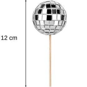 Resim Çubuklu Disko Topu Pasta Süsü Gümüş 5 Cm - 20 Adet Tüm Yaşlar 