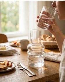 Resim Borosilicat Cam Başucu Sürahisi Bardak Kapaklı Set 01 