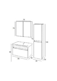 Resim Denko More 80 Cm Mdf Banyo Dolabı Takımı + Boy Dolabı Siyah 